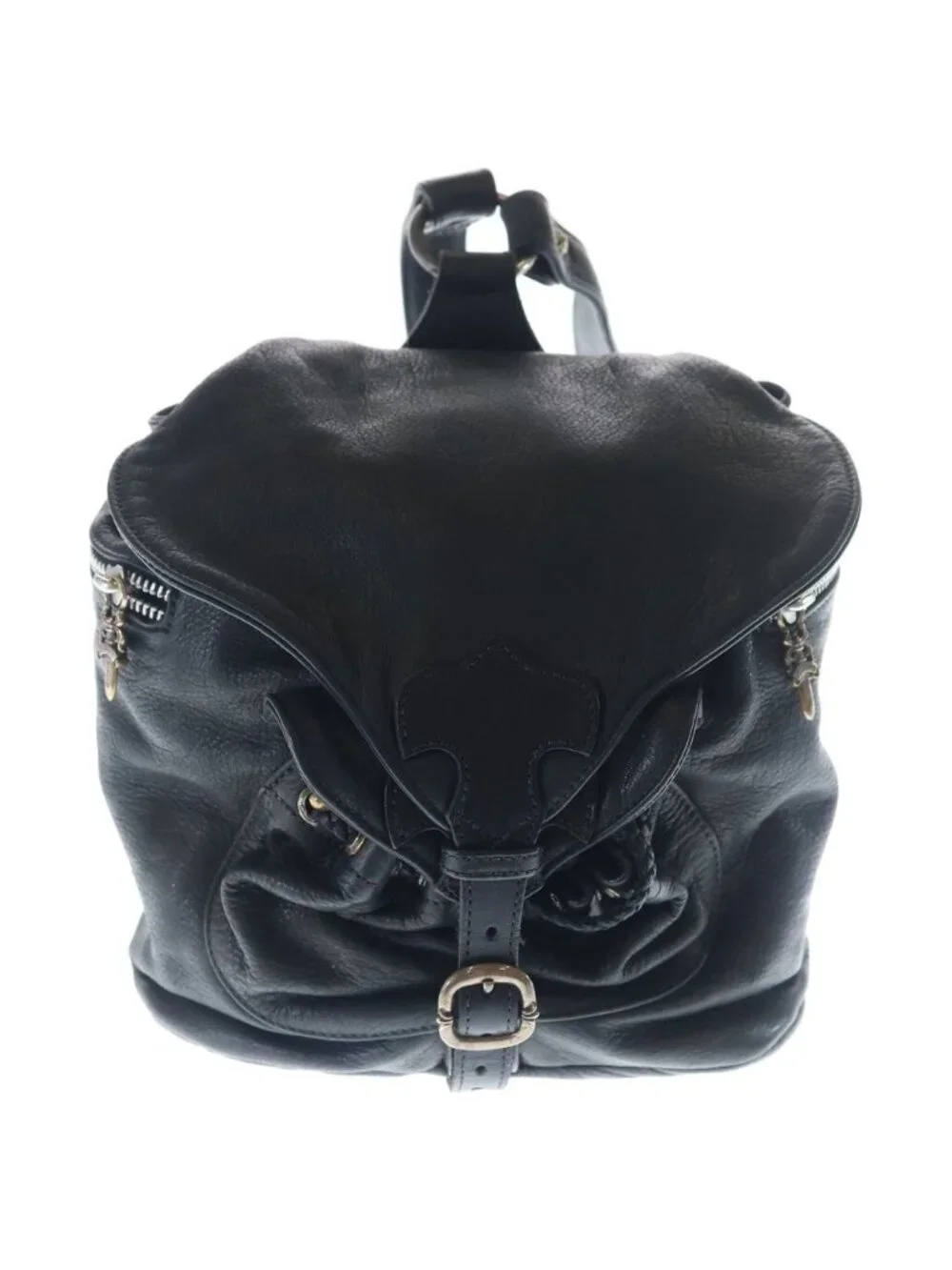 Chrome Hearts Flerknee Mini Backpack Funi Daga Zip Leather Black